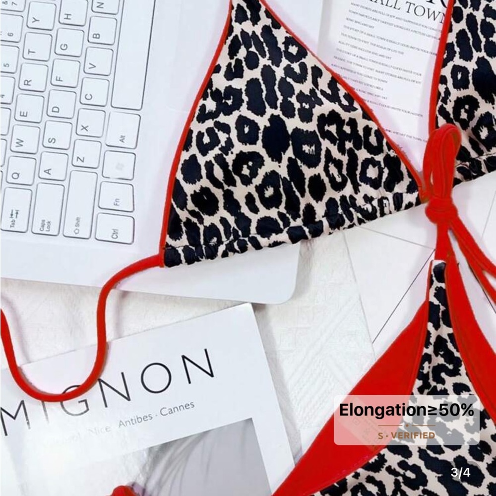Leopard Print Bikini with Red Accents - Picture 4 of 4
